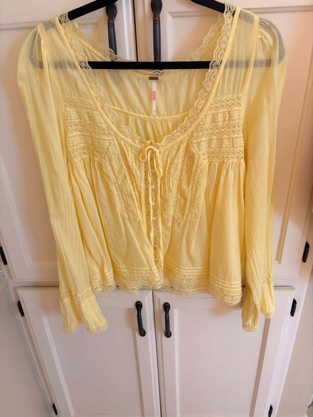 Free People Forevermore long sleeve pastel yellow Blouse - Women